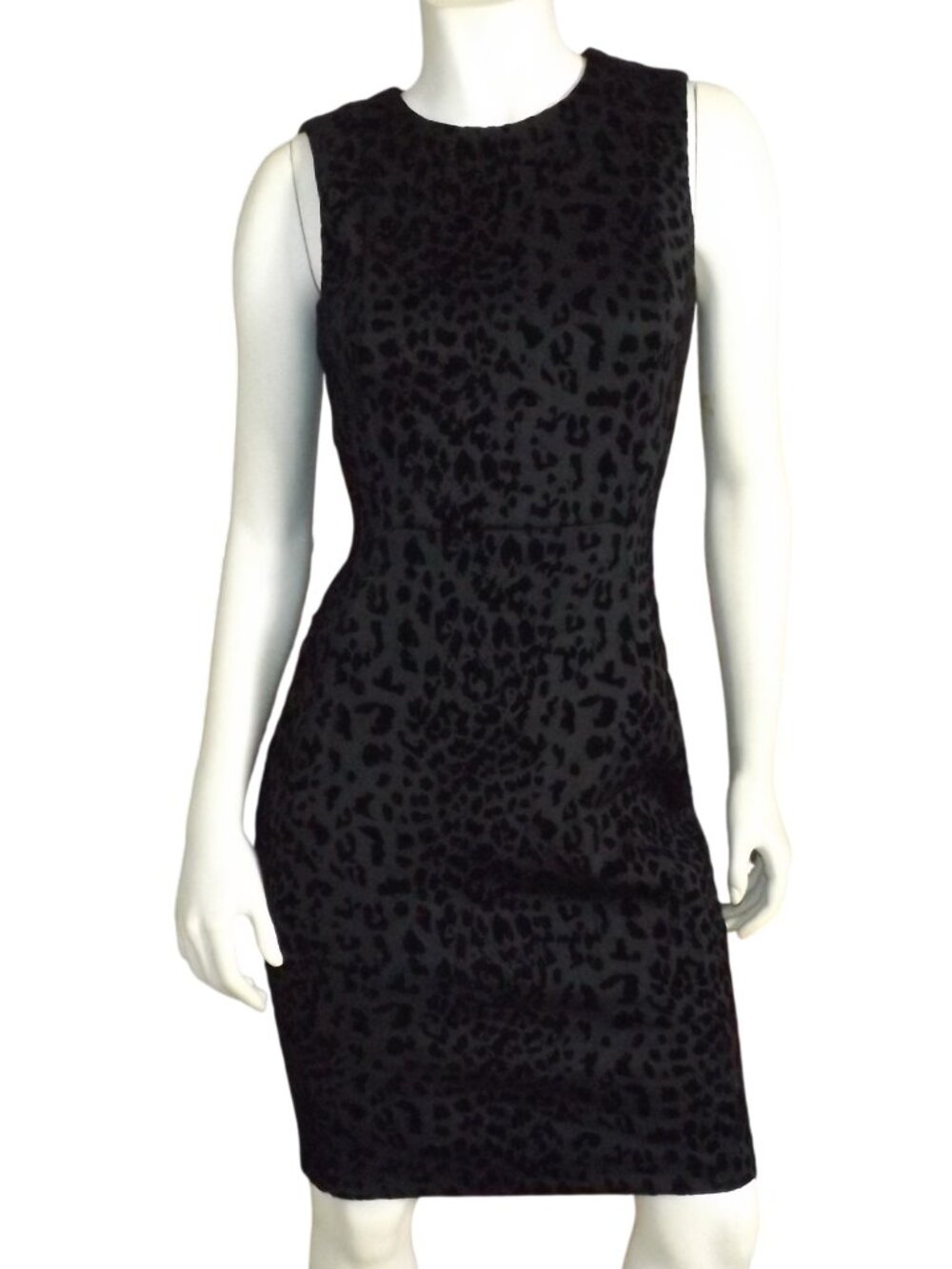 CALVIN KLEIN Dress, 6, Subtle Leopard Flocking, Sheath, Back zip, knee length